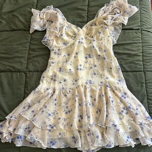 Topshop Cream and Blue Dress